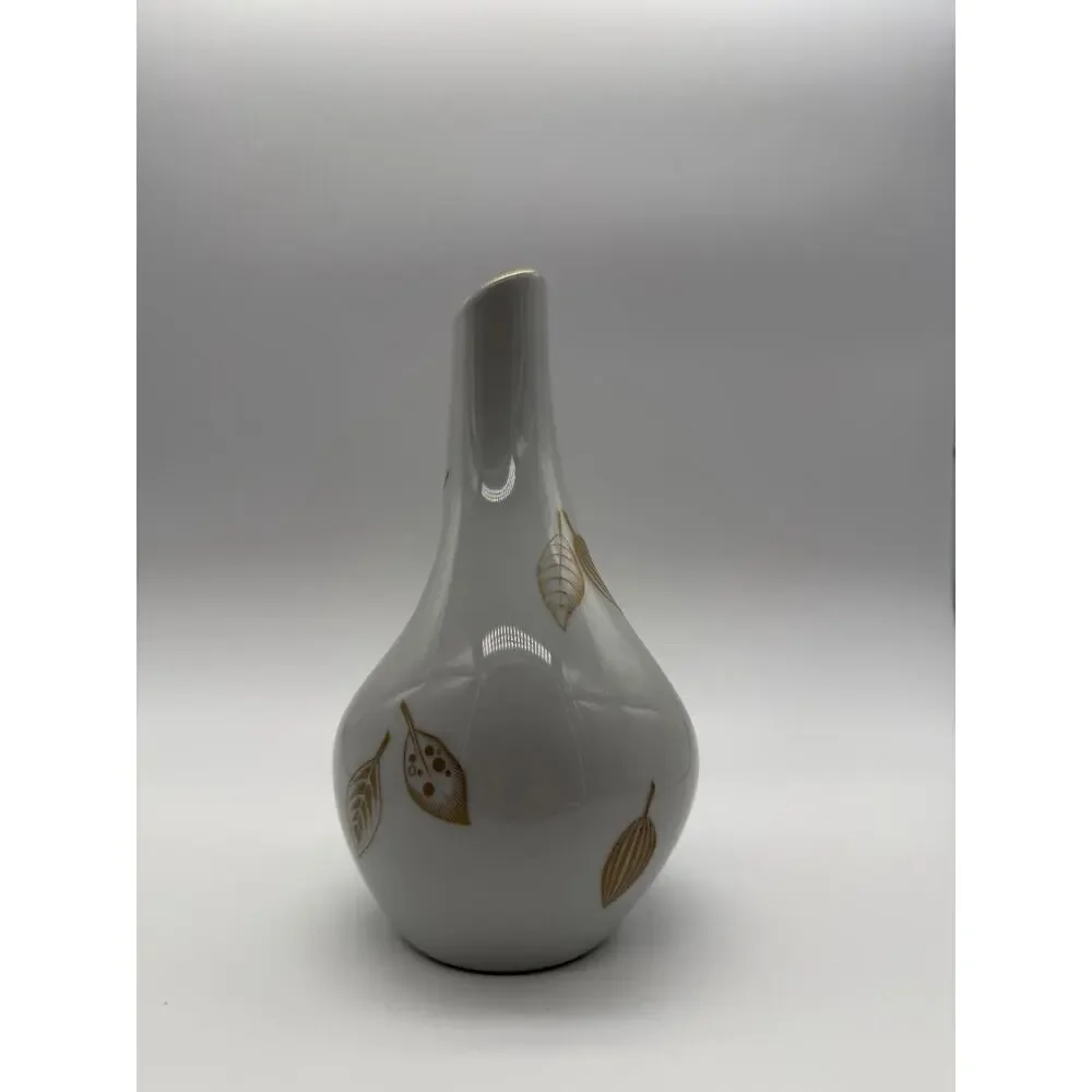 MCM Hertel Jacob Bavaria Porcelain Gold Leaf Handled Bud Vase 1960s Modernist 7